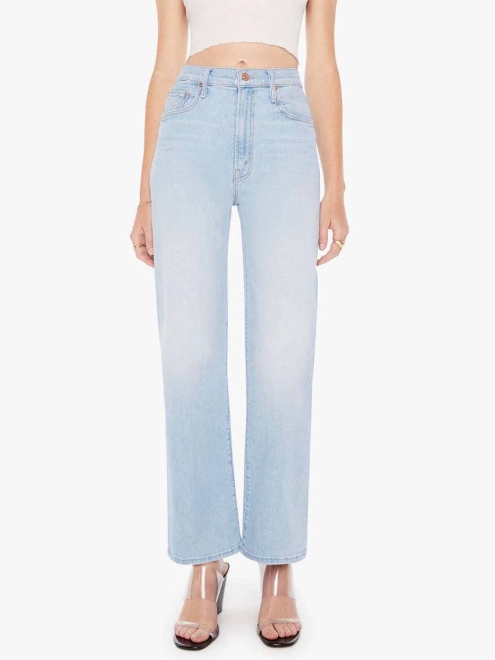 Mother Jeans The Rambler Zip Flood Cherie Cherie Straight-Leg High Rise 27